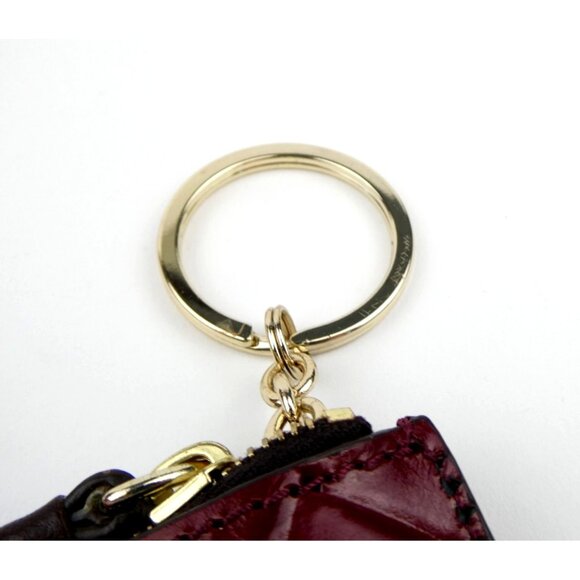 Dooney & Bourke Burgundy Quilted Leather Keychain Wallet Card Holder With Zipper - Picture 11 of 16